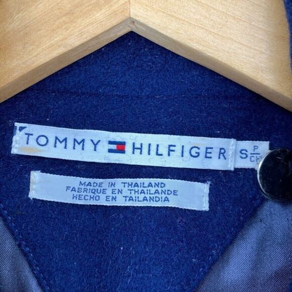 Tommy Hilfiger Wool Jacket Womens Small Blue Pea Coat Military Double Breasted - Picture 2 of 12